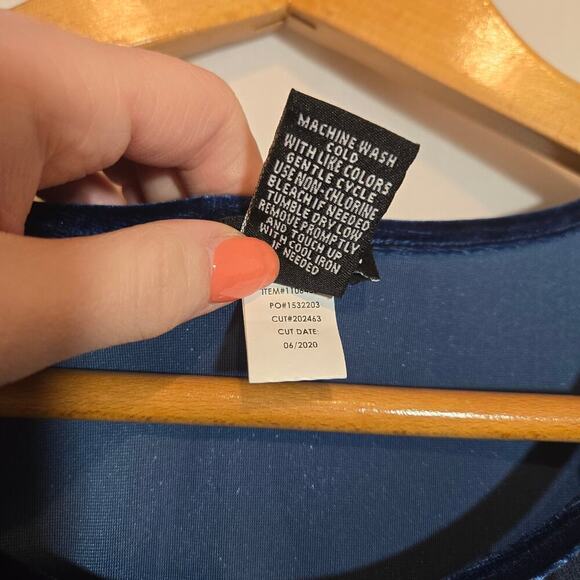 Hot Topic Blue Velvet Swiss Dot Goth Sheer Plus Size Illusion Dress 1X 14-16 - Picture 3 of 7